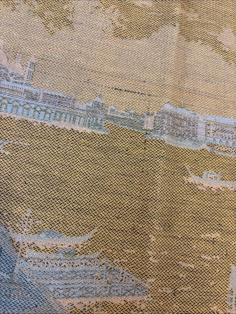 Vintage Venezia Beige and Black Venetian Gondola Wall Tapestry